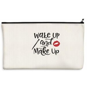 NEW!  "WAKE UP AND MAKE UP " CANVAS MAKE UP BAG.